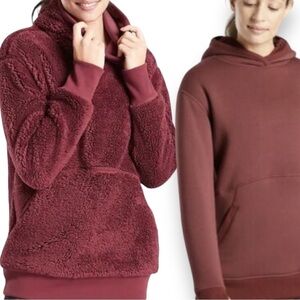 ATHLETA Wine Solstice Sherpa Reversible Hoodie Maple Red (Wine) Size S